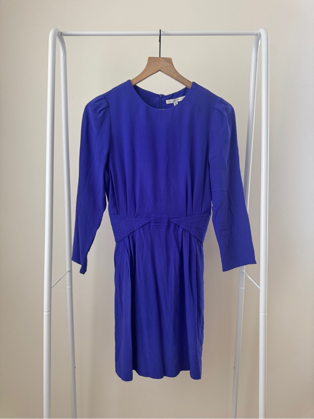 Amanda Uprichard 100% Silk Long-Sleeve Waist-Detail Dress